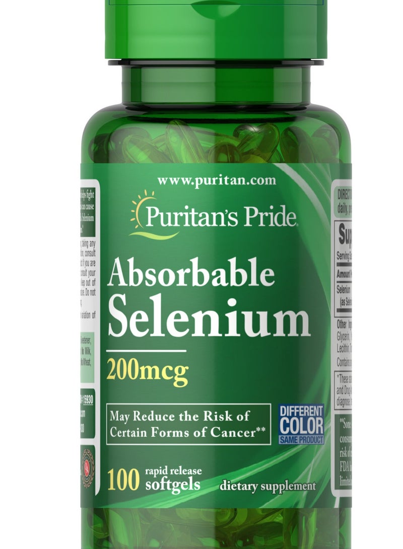 بوريتانز برايد سيلينيوم قابل للامتصاص 200 ميكروغرام من بيوريتانز برايد 100 كبسولة طرية - Image 1