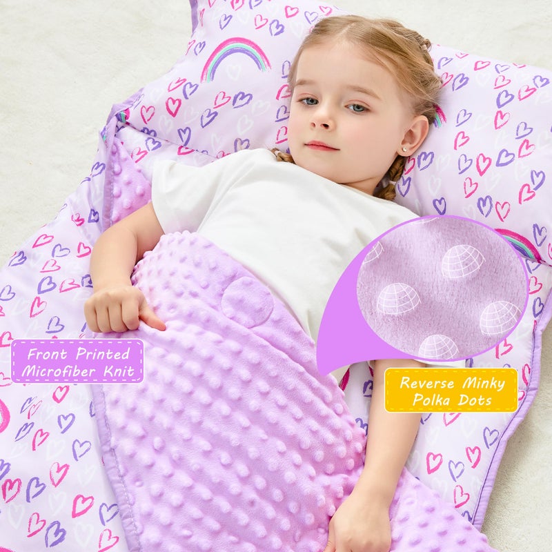 Lasoftan Toddler Nap Mat with pillow and Blanket, Extra Large Rolled Napping Mats,Toddler Nap mats for Boys Girls, Kids Sleeping Mat for Daycare, Preschool Travel Camping, Rainbow - Image 2