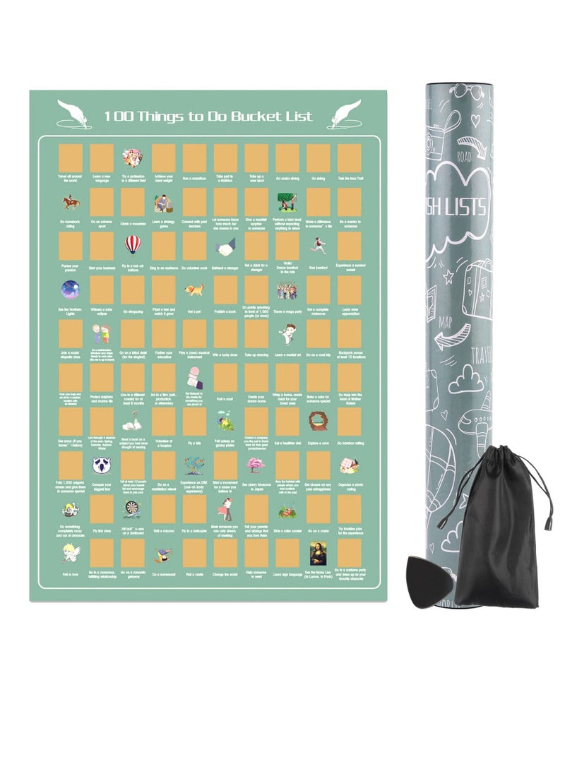KASTWAVE - Scratch Off Poster, KASTWAVE 100 Things To Do Bucket List Scratch Off Poster, 100 Dates Bucket List Scratch Poster for Room Decor, Easy to Scrape Down 24 x 16 inches - Image 1