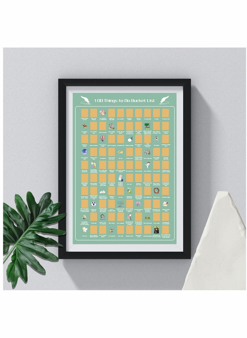 KASTWAVE - Scratch Off Poster, KASTWAVE 100 Things To Do Bucket List Scratch Off Poster, 100 Dates Bucket List Scratch Poster for Room Decor, Easy to Scrape Down 24 x 16 inches - Image 1