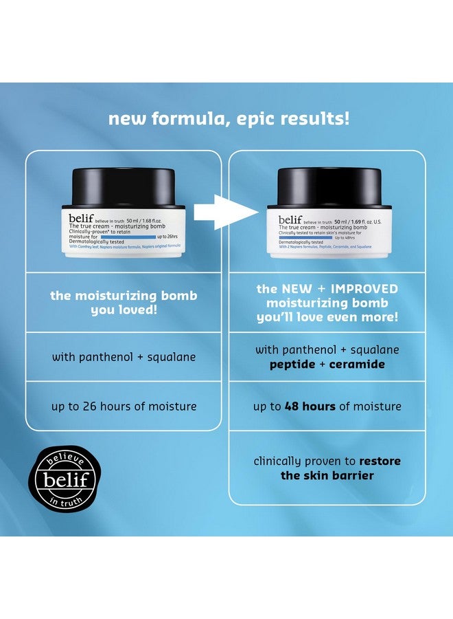 بليف كريم مرطب ترو كريم 25 مل، 48 ساعة من الترطيب، ببتيد، سيراميد، سكوالين، يعيد حاجز البشرة، كريم يومي للوجه، لجميع أنواع البشرة، مرطب للعناية بالبشرة من ماركة كورية - Image 3