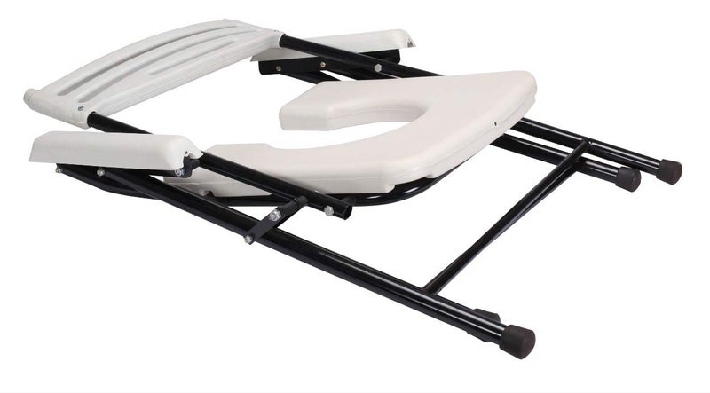 PHYSIQO Folding Elderly Disabled Man And Pregnant Woman Stainless Steel Shower And Bathing Room Mobile Commode Chair With Toilet Seat (Pure White) - Image 5