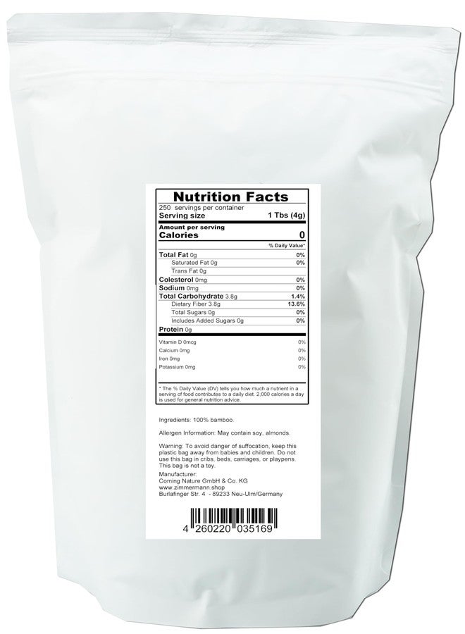Zimmermann Bamboo Fiber 2.2lb 1000g, gluten free flour, Non GMO, Keto Flour, 100% Bamboo, Keto & Low-Carb Baking & Cooking, Low Calorie Flour - Image 2