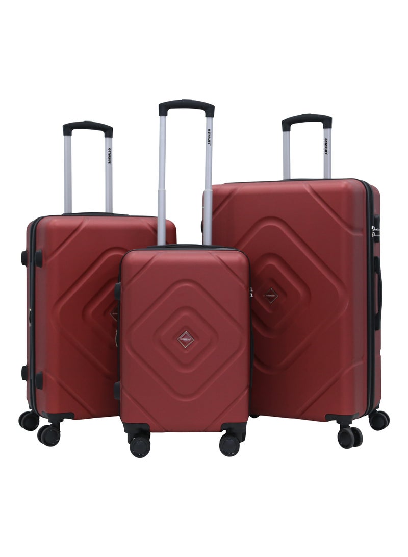 ستار لايف مجموعة حقائب سفر بعجلات من الجانب الصلب ABS مكونة من 3 قطع بعجلات دوارة مع قفل أرقام - Image 1