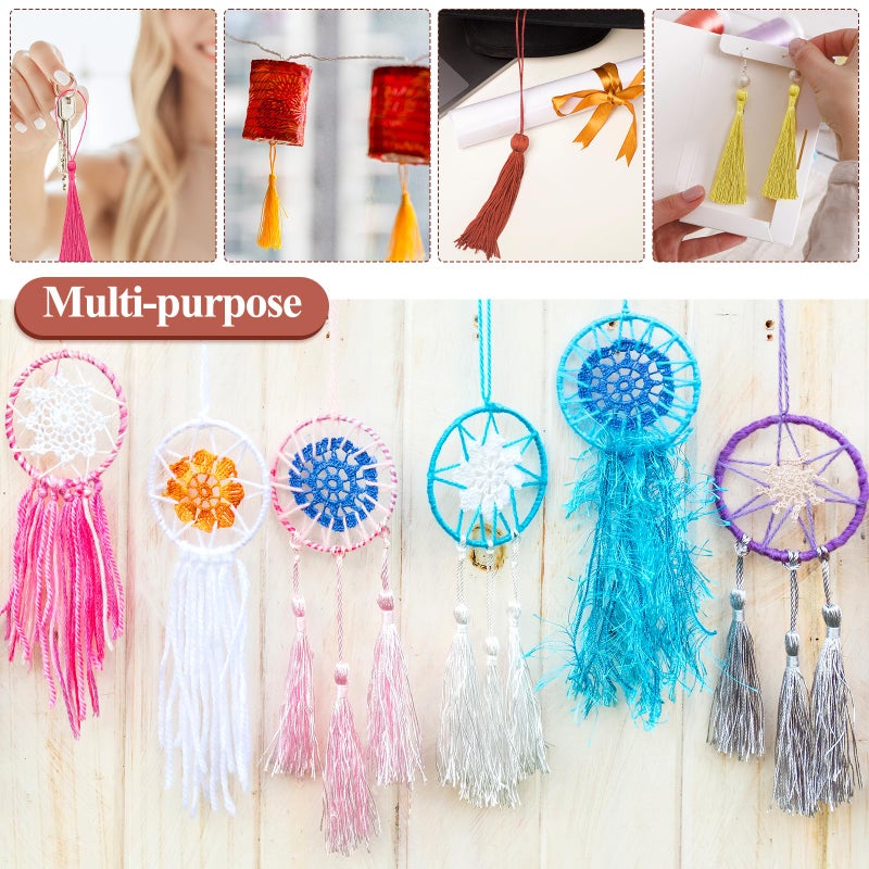 NACHLYNN 120 Pcs Bookmark Tassels Bulk 13cm/5 Inch Silky Handmade Soft Craft Mini Tassels for Jewelry Keychain Making with Loops for Dress Decoration DIY Craft Accessory (20 Colors) - Image 5