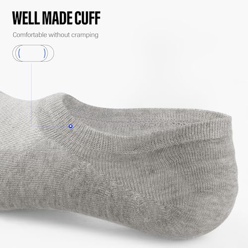CLOSEMATE Mens No Show Socks Cotton Thin High Elasticity Low Cut Ankle Socks with Non Slip Grips 6 Pairs (2Grey2DeepGrey2Blue, Size M) - Image 5
