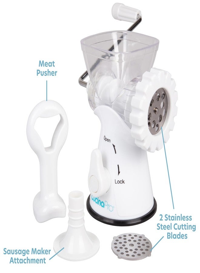 CucinaPro Manual Meat Grinder - Mincer w 2 Stainless Steel Plates, Sausage Attachment, Press, Heavy Duty Suction Base and Dishwasher Safe Design- Make Homemade Sausage, Ground Beef Burger Patties or Hamburgers - Image 2