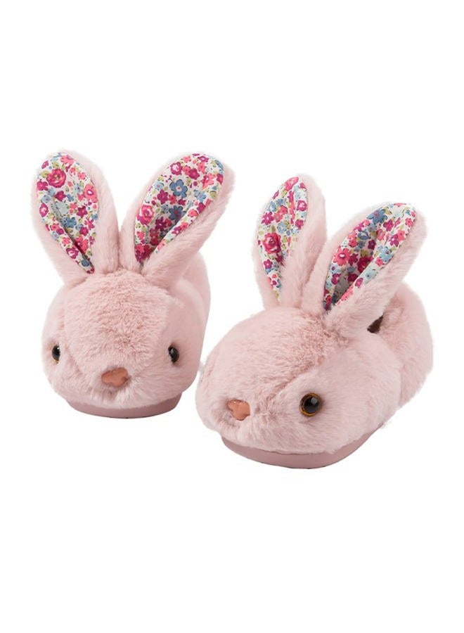 DRECAGE Girls Toddler Slippers Boys House Shoes For Little Kids Cute with Bunny Design Plush Indoor Slippers Non-Slip, 01 Pink, 7-9 Toddler - Image 1