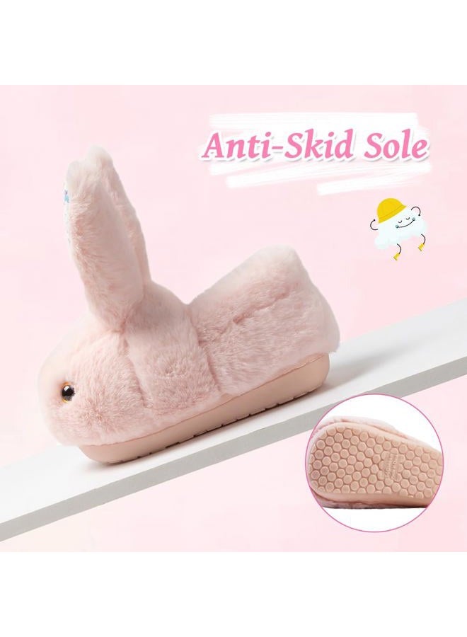 DRECAGE Girls Toddler Slippers Boys House Shoes For Little Kids Cute with Bunny Design Plush Indoor Slippers Non-Slip, 01 Pink, 7-9 Toddler - Image 4