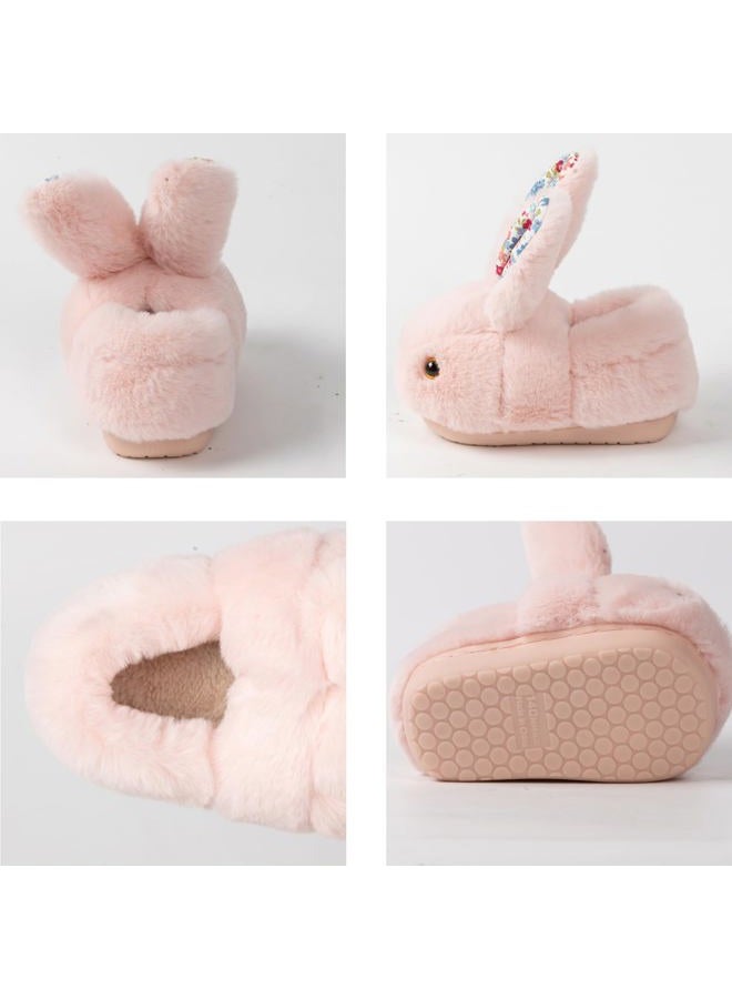 DRECAGE Girls Toddler Slippers Boys House Shoes For Little Kids Cute with Bunny Design Plush Indoor Slippers Non-Slip, 01 Pink, 7-9 Toddler - Image 5