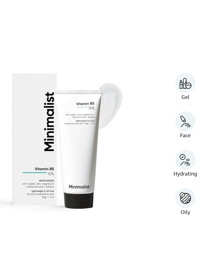 Minimalist Dehydrated Skin Moisturizer with 10% Vitamin B5 for Oily & Acne-Prone Skin | Oil-Free Hydration & Lightweight Gel Formula for Damaged Barrier Repair | Fast-Absorbing & Non-Sticky Lightweight Winter Cream For Women & Men | Fragrance-Free | 50 grams - Image 4