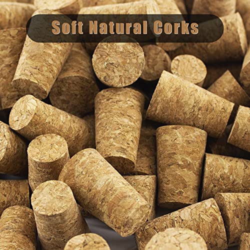 anGrace 60 Pack Natural Soft Wood Corks, Tapered Cork Wooden Beer Bottle Stopper for Wine Making Craft, Leakproof - Image 3
