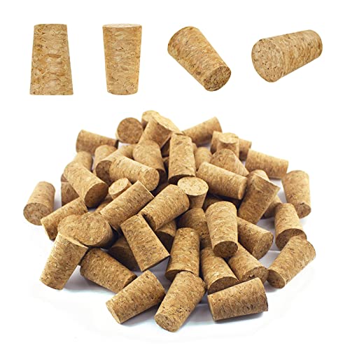 anGrace 60 Pack Natural Soft Wood Corks, Tapered Cork Wooden Beer Bottle Stopper for Wine Making Craft, Leakproof - Image 1