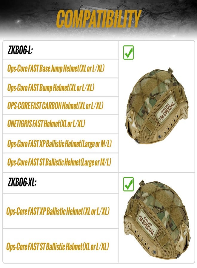 OneTigris Helmet Cover, Tactical Cloth Cover for Fast Helmet in Size L or M/L, XL or L/XL, Bump Helmet in Size XL or L/XL - ZKB12 No Helmet - Image 2