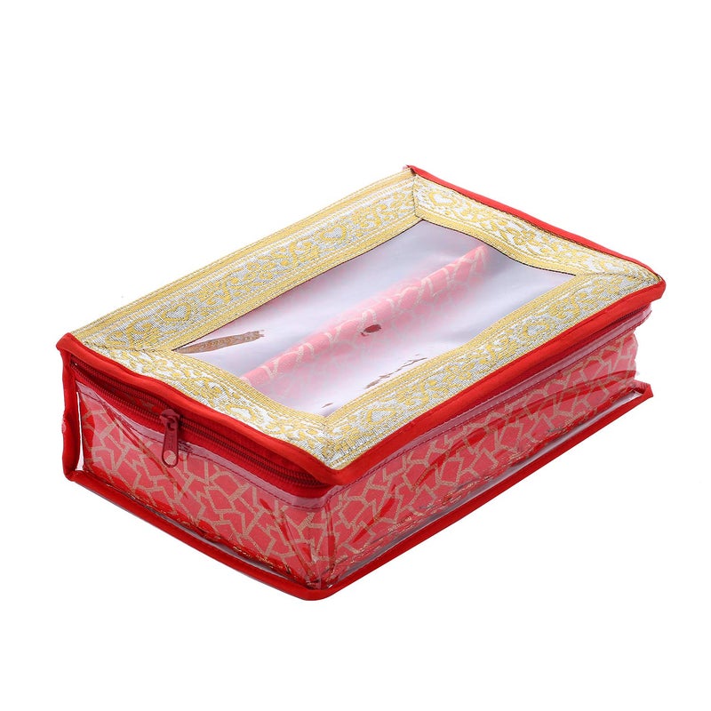 Kuber Industries Brocade Hardboard Two Rod Bangle Box Red CTKTC022885 - Image 2