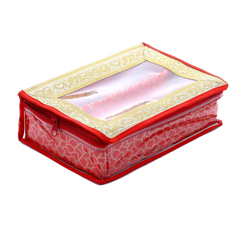 Kuber Industries Brocade Hardboard Two Rod Bangle Box Red CTKTC022885 - Image 4
