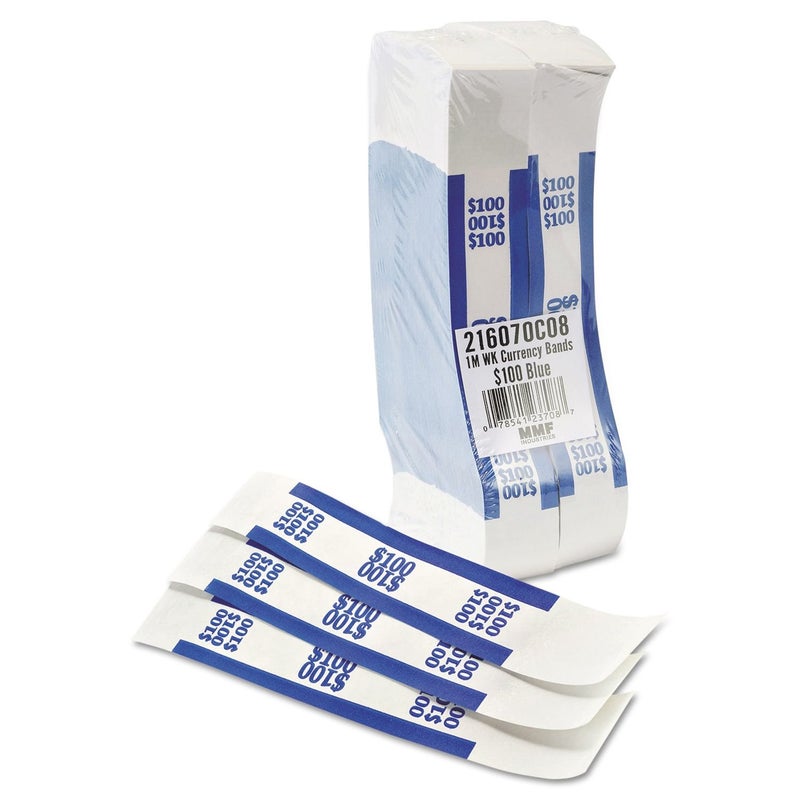 CoinTainer 400100 Currency Straps Blue 100 in Dollar Bills 1000 BandsPack