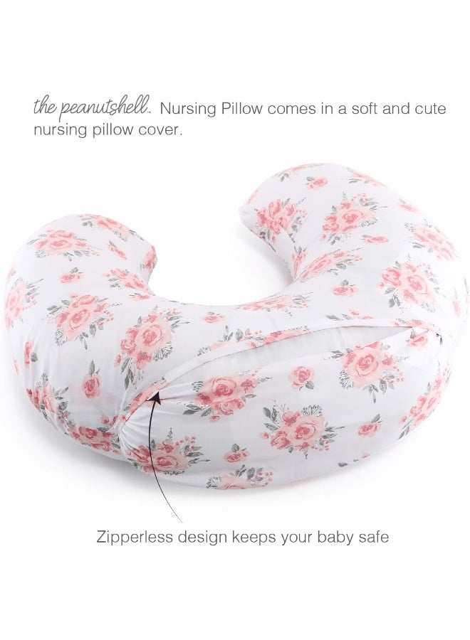 The Peanut Shell The Peanutshell Pink Floral Nursing Pillow for Breastfeeding - Image 3