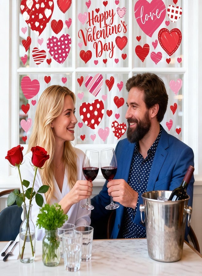 Yewfold 8 Sheet Valentines Day Window Clings, Valentine's Day Decorations Double-Sided Window Decals for Home Wedding Anniversary Party Office Decoration (Heart) - Image 5