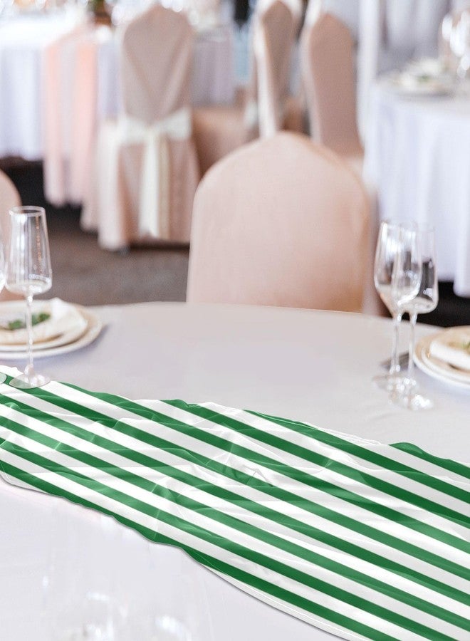 FLildon Green White Stripes Chiffon Table Runner 27x120 Inches, Soft Sheer Dining Table Runners for Rustic Wedding Bridal Shower Party Tabletop Decoration - Image 5