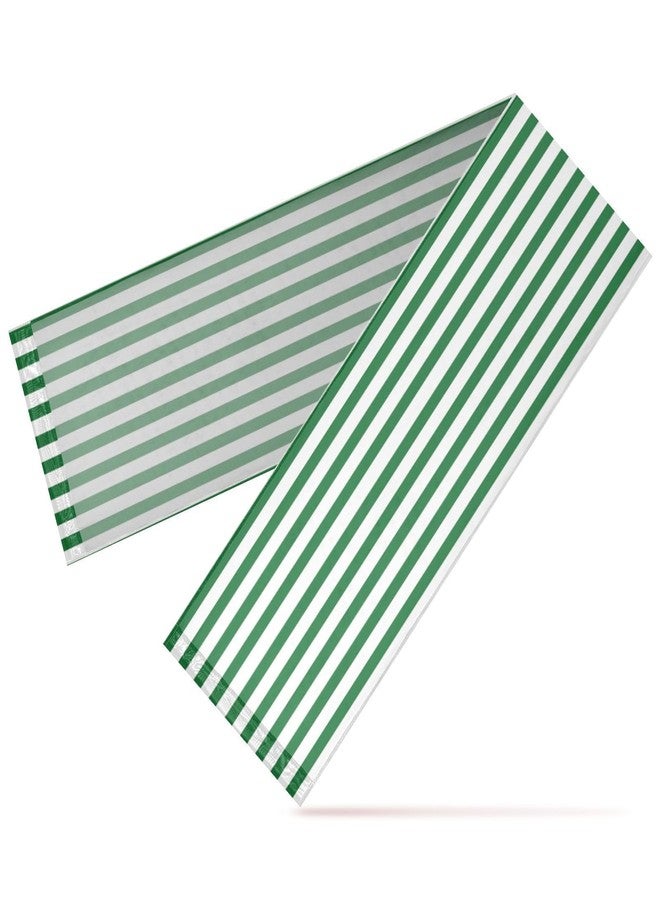 FLildon Green White Stripes Chiffon Table Runner 27x120 Inches, Soft Sheer Dining Table Runners for Rustic Wedding Bridal Shower Party Tabletop Decoration - Image 2