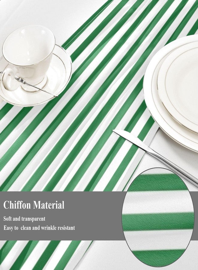 FLildon Green White Stripes Chiffon Table Runner 27x120 Inches, Soft Sheer Dining Table Runners for Rustic Wedding Bridal Shower Party Tabletop Decoration - Image 4