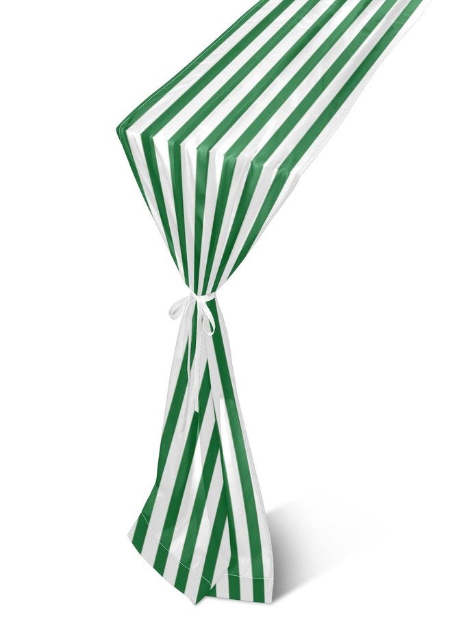 FLildon Green White Stripes Chiffon Table Runner 27x120 Inches, Soft Sheer Dining Table Runners for Rustic Wedding Bridal Shower Party Tabletop Decoration - Image 1