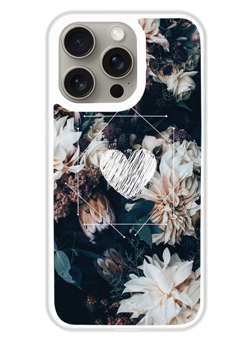 Theodor Protective Case Cover For APPLE IPHONE 15 Pro Heart In Center (White Bumper) - Image 1