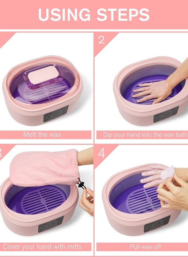 Wattne Paraffin Wax Machine for Hand and Feet -Paraffin Wax Warmer Moisturizing Kit Auto-time and Keep Warm Paraffin Hand Wax Machine for Arthritis (Pink) - Image 2