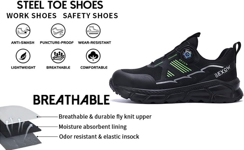 Bexow Premium Safety Shoes Steel Toe Lightweight Work Sneakers Industrial Footwear for Men and Women - Image 4