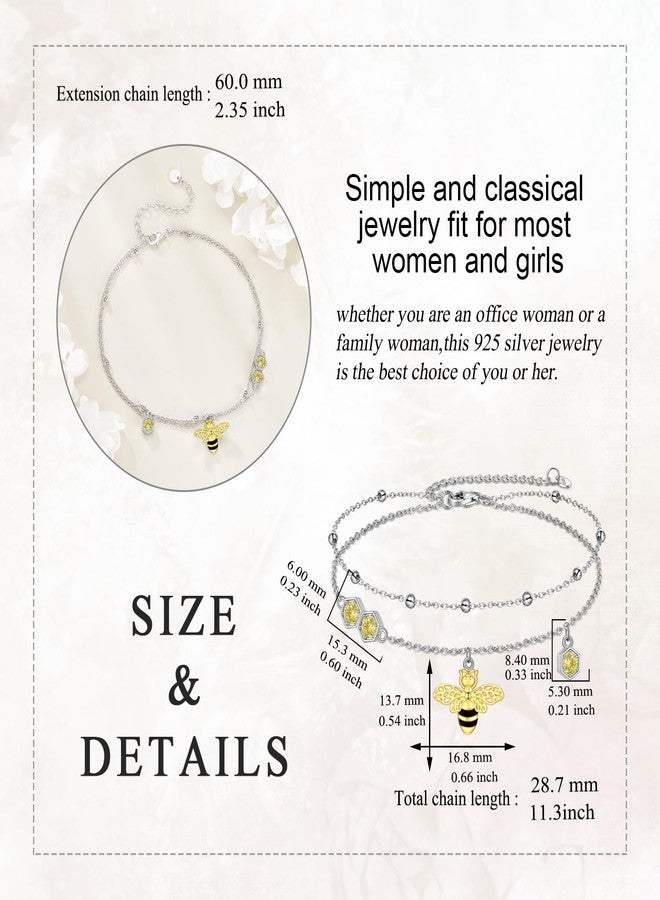 LUHE Bee Ankle Bracelets for Women Sterling Silver Layered Layered Anklet Link Chain Anklets Honeybee Jewelry Gifts Foot Chain for Wife Daughter (Bee Anklet) - Image 3