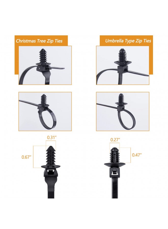 Xislet Xislet 160Pcs Universal Push Mount Cable Zip Tie Compatible with Cars Boat Trailer Polaris UTV Side By Side Jeep Wrangler Nylon Self Locking Cable Strap for Engine Bay Wire Harness Restraint Ties - Image 2