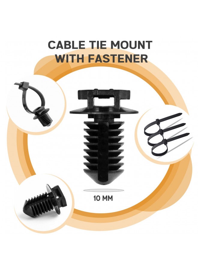 Xislet Xislet 160Pcs Universal Push Mount Cable Zip Tie Compatible with Cars Boat Trailer Polaris UTV Side By Side Jeep Wrangler Nylon Self Locking Cable Strap for Engine Bay Wire Harness Restraint Ties - Image 4