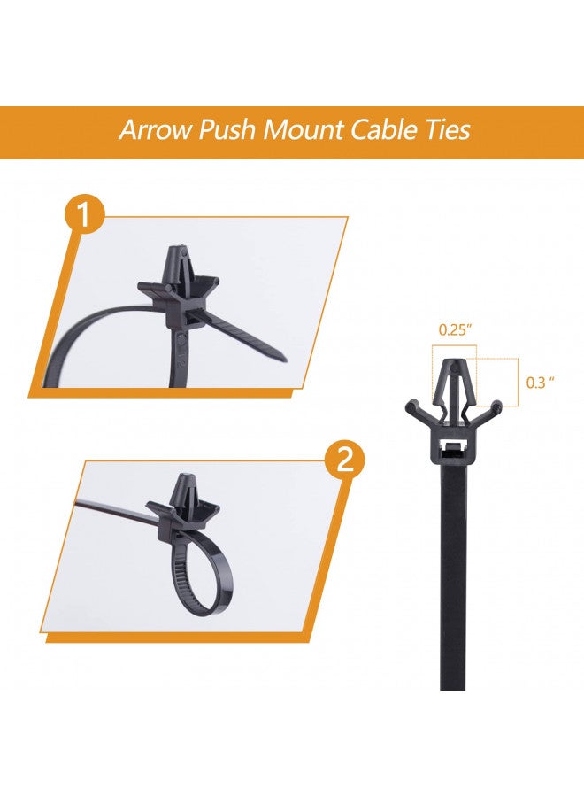 Xislet Xislet 160Pcs Universal Push Mount Cable Zip Tie Compatible with Cars Boat Trailer Polaris UTV Side By Side Jeep Wrangler Nylon Self Locking Cable Strap for Engine Bay Wire Harness Restraint Ties - Image 3
