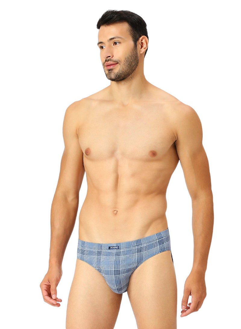 BYC MEN'S PRINTED COTTON BRIEF - BLUE - Image 5