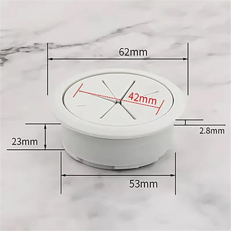 Desk Grommet 20Pcs 50mm 53mm 80mm Desk Wire Hole Cover ABS Plastic Round Cable Box Computer Hole Table Line Hole Cover(53mm Gray) - Image 2