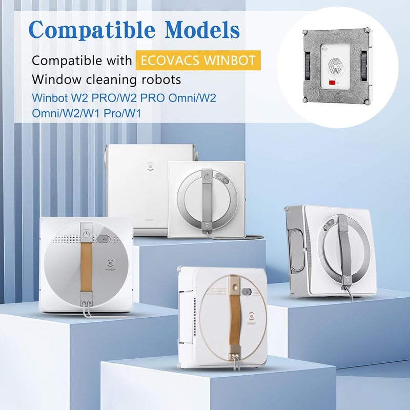حزمة من 8 قطع لـ Ecovacs Winbot W2 PRO/W2 PRO Omni/W2 Omni/W2/W1 Pro/W1 قطع غيار مناديل تنظيف، لروبوت تنظيف النوافذ قطعة قماش تنظيف من الألياف الدقيقة، للغبار والنوافذ والبقع - Image 3