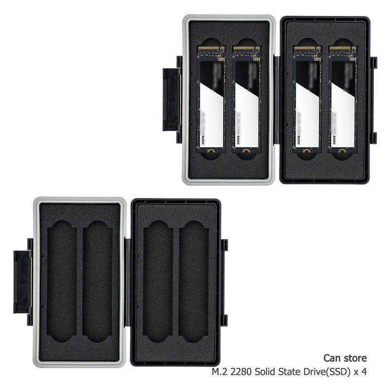 Kiorafoto 4 Slots M.2 2280 SSD Protector Case Storage Holder for PC Desktop Laptop M.2 2280 Internal Solid State Drive Anti-Shock Protection - Image 3