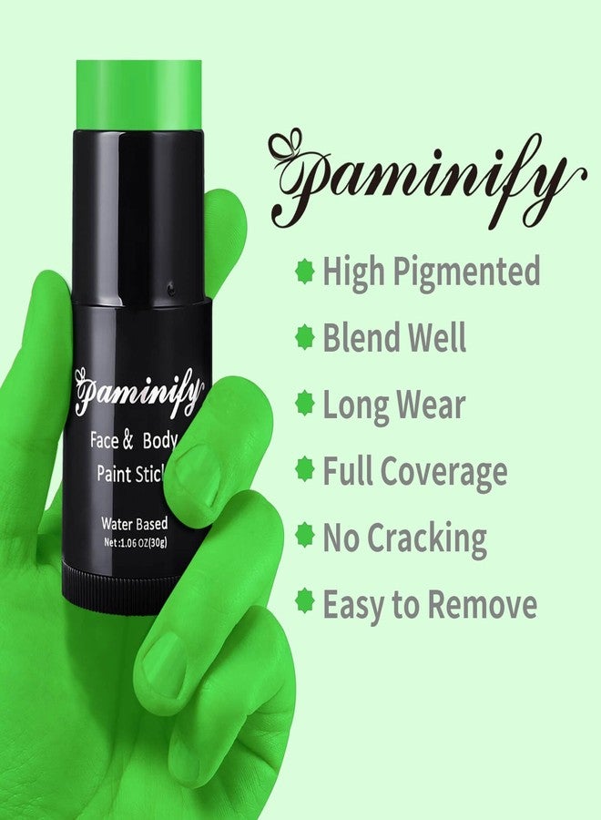 Paminify Light Green Face Paint Stick,St Patricks Day Lime Green Body Paint Stick,Washable Face Painting for Monster Frankenstein Witch Elphaba Costume,Halloween SFX Makeup Paint for Cosplay,1.06 OZ - Image 4
