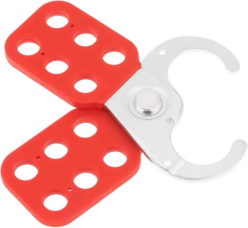 Red Industrial Safety Lockout Hasp Lock with Steel Hook Plastic Coated Body - Image 4
