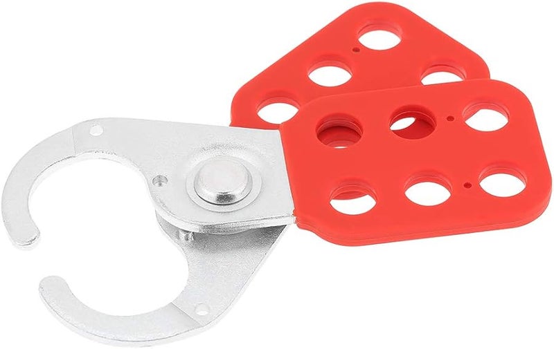 Red Industrial Safety Lockout Hasp Lock with Steel Hook Plastic Coated Body - Image 3