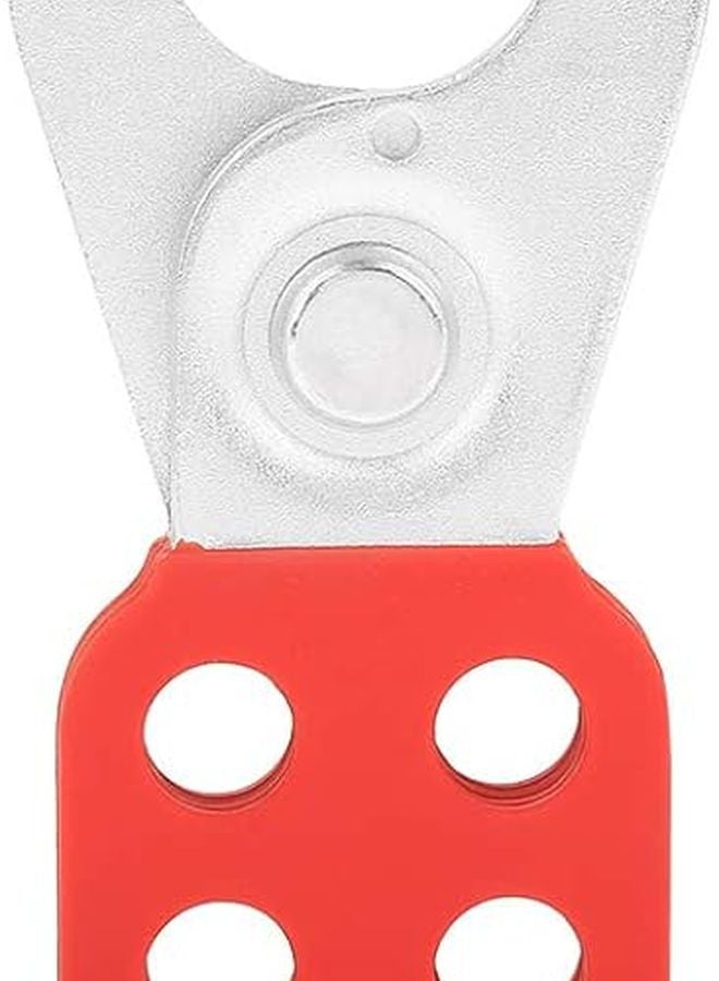 Red Industrial Safety Lockout Hasp Lock with Steel Hook Plastic Coated Body - Image 2