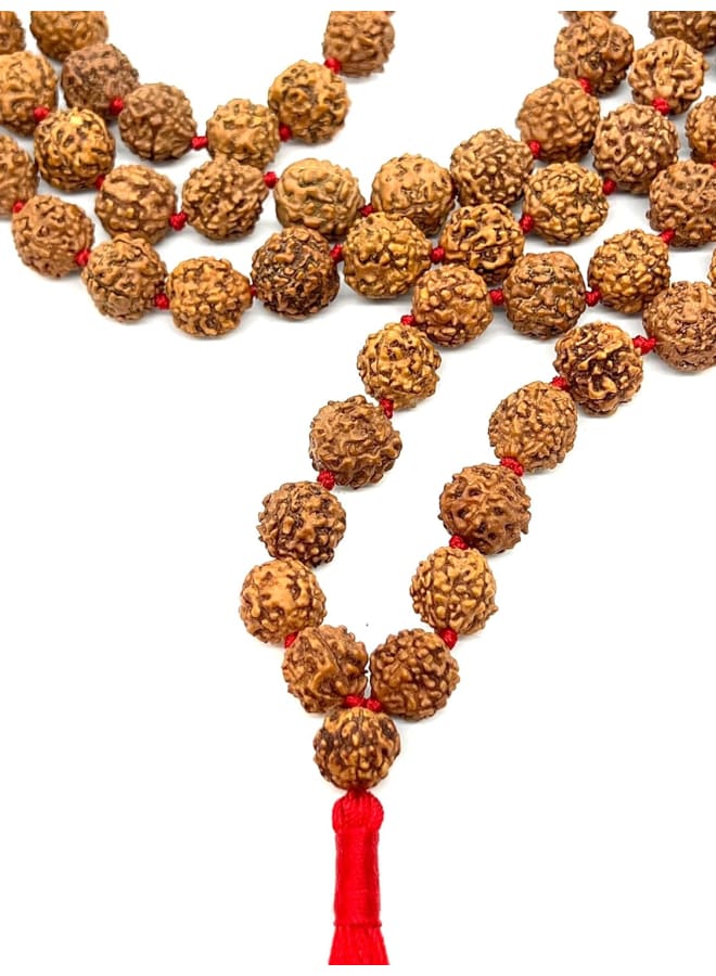 AWAKEN YOUR KUNDALINI Rudraksha mala Beads necklace Rudraksh Japa 5 Mukhi ( 5 Face ) Hand Knotted Prayer Beads Sizes 6mm 8mm 10mm 12mm Energized Chakra mala w/ Pouch, Wood, rudraksha  - Image 3