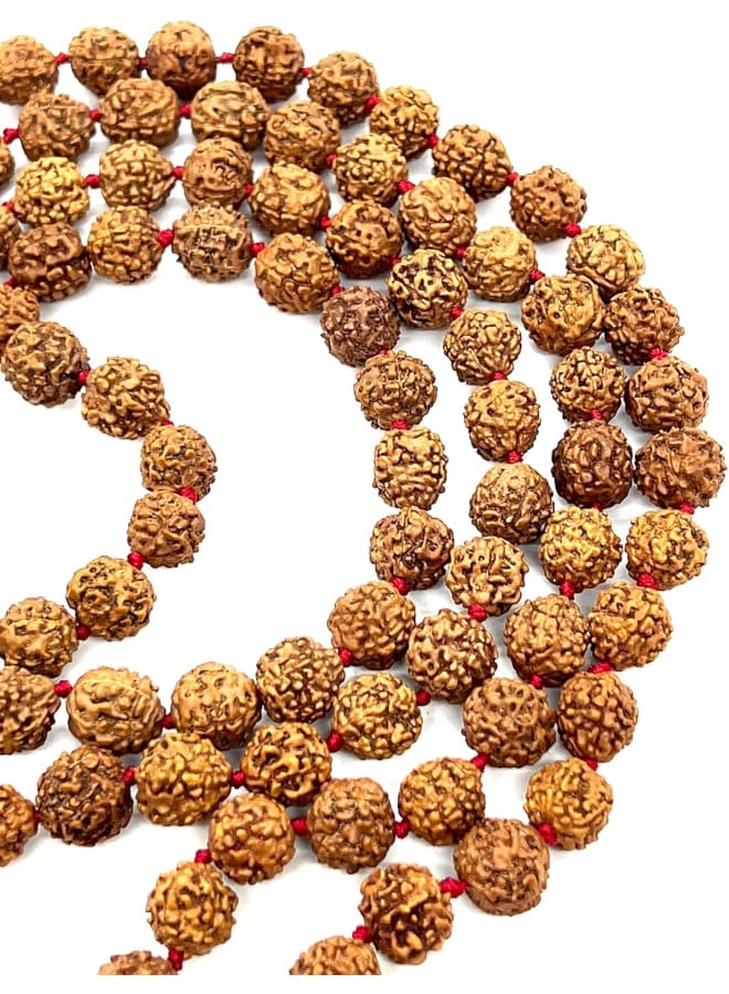 AWAKEN YOUR KUNDALINI Rudraksha mala Beads necklace Rudraksh Japa 5 Mukhi ( 5 Face ) Hand Knotted Prayer Beads Sizes 6mm 8mm 10mm 12mm Energized Chakra mala w/ Pouch, Wood, rudraksha  - Image 4