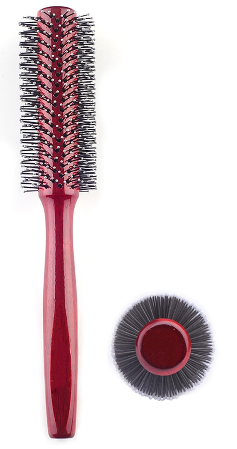 Perfehair Small Round Hair Brush for Blow Drying With Soft Nylon Bristles, 1.6 Inch, for Short or Medium Curly Hair-Red - Image 1
