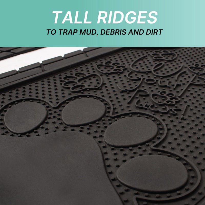 FH Group Car Floor Mats - Adorable Paw Print, Heavy-Duty Rubber Mats, Universal Fit Full Set, Climaproof, Trimmable, Fit Most Sedan, SUV, Truck - Black - Image 4