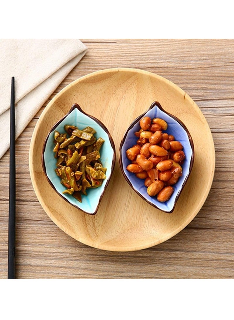 1pc Leaf Shaped Sauce Dish, Ice Cracked Glaze Leaf Ceramic Seasoning Soy Sauce Snack Dish for Kitchen (Light Blue) - Image 5