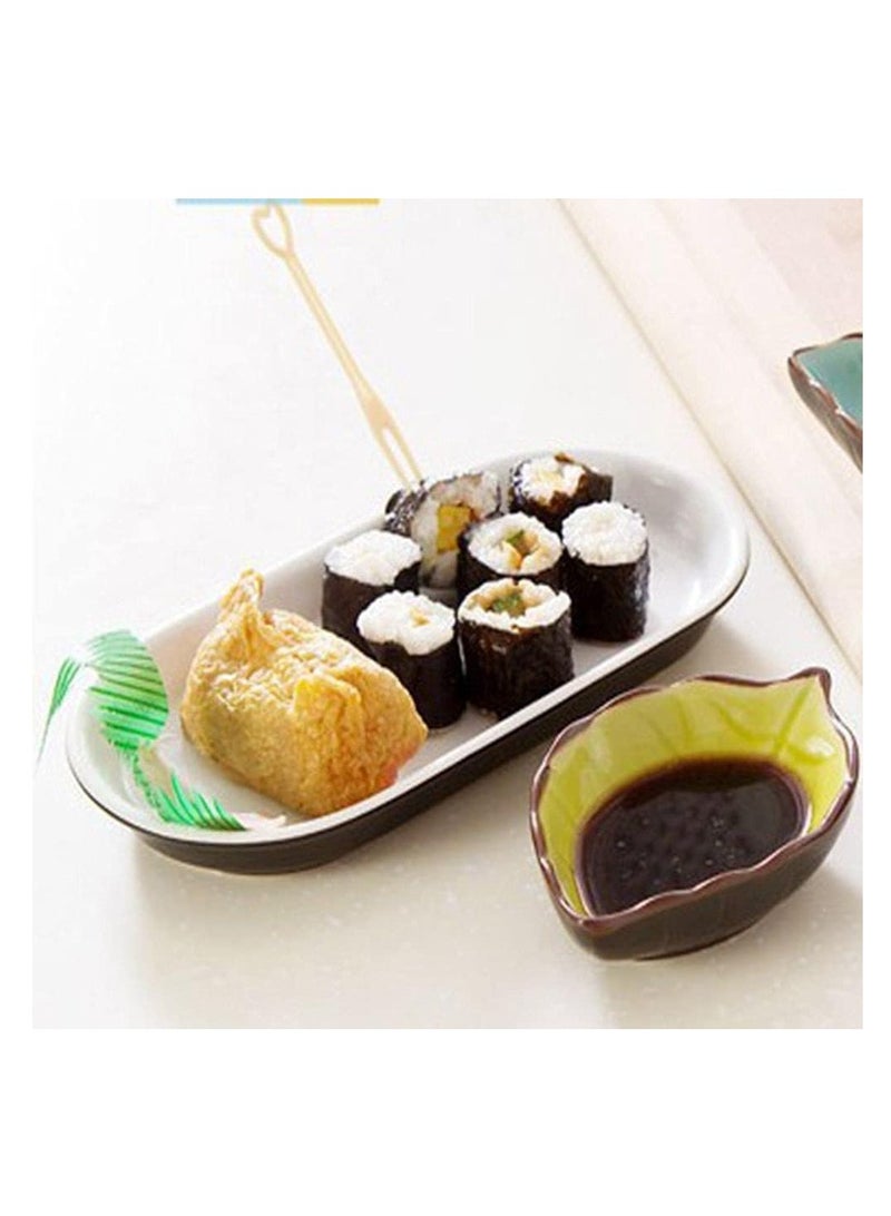 1pc Leaf Shaped Sauce Dish, Ice Cracked Glaze Leaf Ceramic Seasoning Soy Sauce Snack Dish for Kitchen (Light Blue) - Image 2