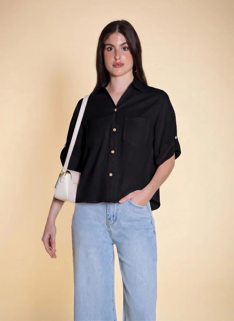شايبس LINEN BLEND SHIRT WITH POCKETS