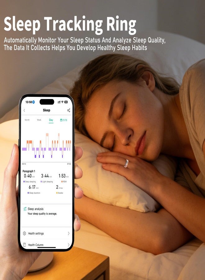 Chendssfkd Advanced Smart Health Ring for Men & Women - IP68 Waterproof Health Tracker Ring with Heart Rate, Step Counting, Sleep Monitoring, No Subscription Fee for iPhone/Android, Enamel Rose Gold 8# - Image 3